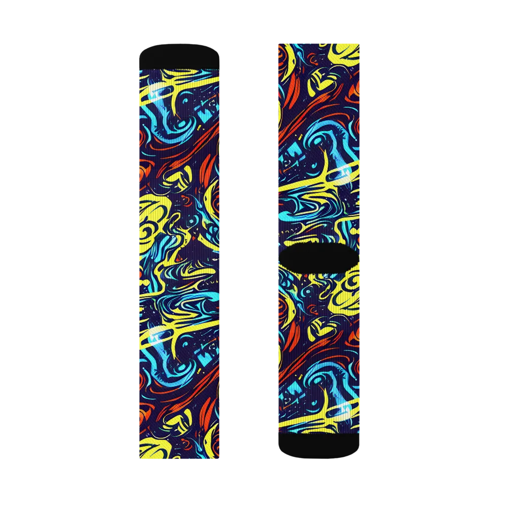 Vivid Whirlwind on Socks — Left Sock