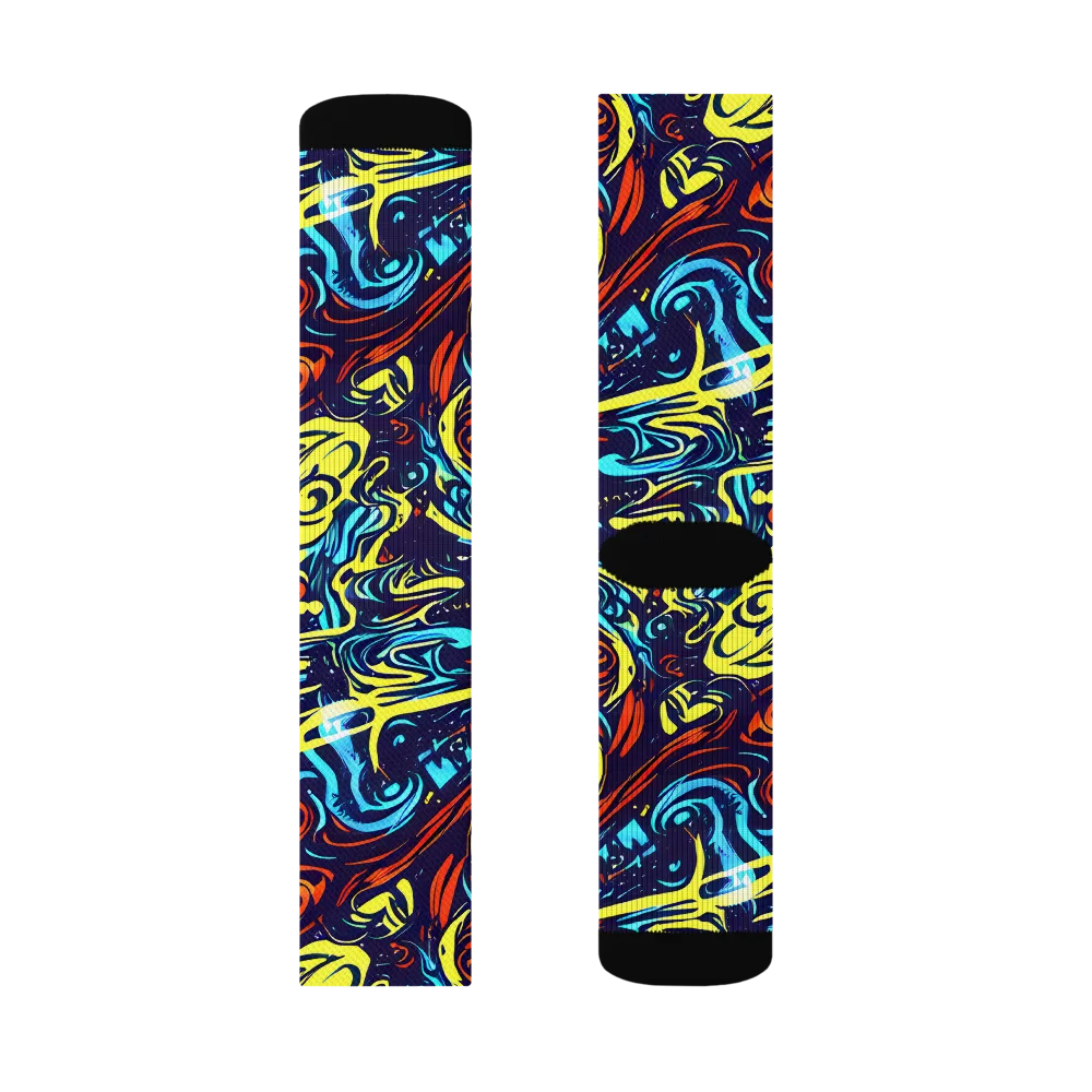 Vivid Whirlwind on Socks — Right Sock