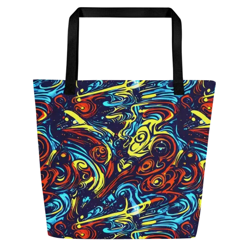 Vivid Whirlwind on a Large Tote Bag W/ Pocket