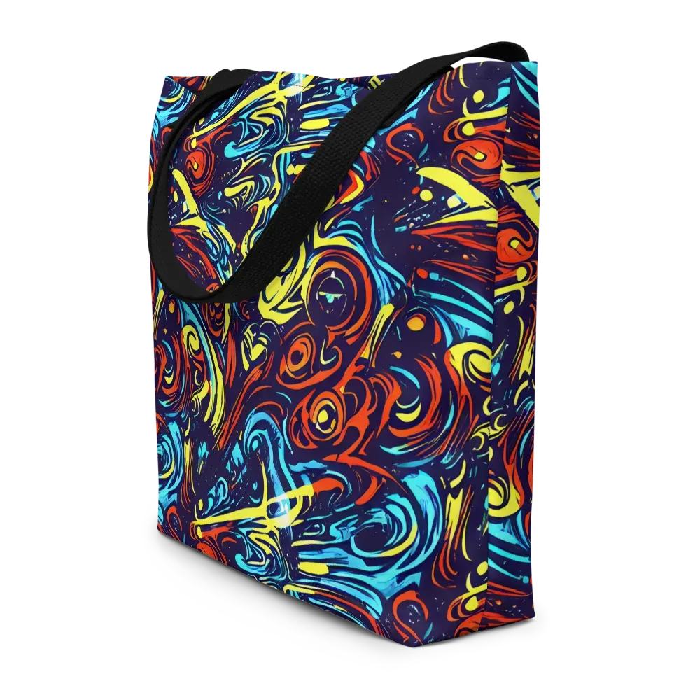 Vivid Whirlwind on Large Tote Bag W/ Pocket — Front