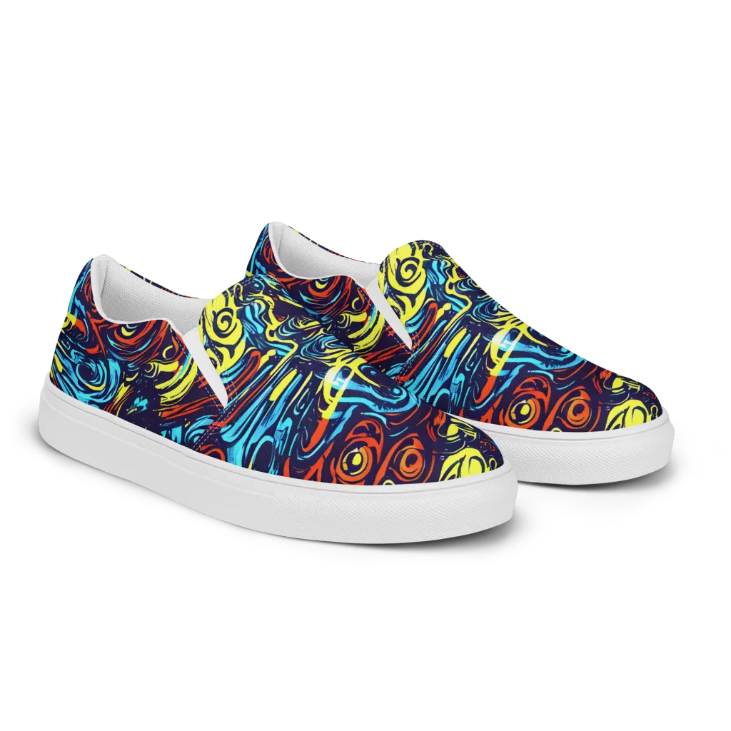Vivid Whirlwind on Women's Slip-On Canvas Shoes — Right Front
