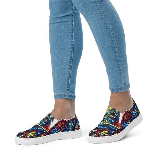 Vivid Whirlwind on a Women's Slip-On Canvas Shoes