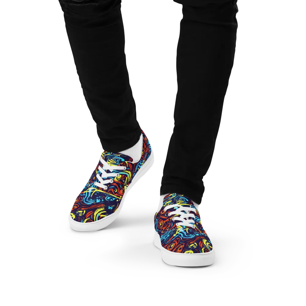 Vivid Whirlwind on Men's Lace-Up Canvas Shoes — Front