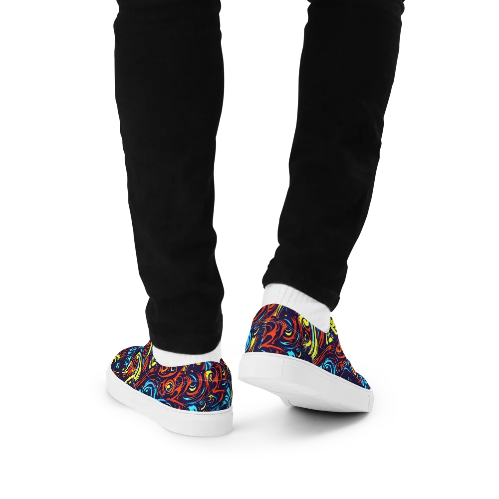 Vivid Whirlwind on Men's Lace-Up Canvas Shoes — Back