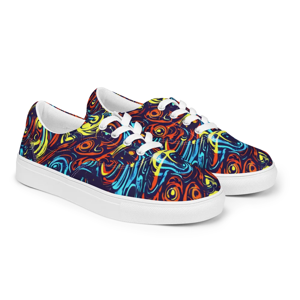 Vivid Whirlwind on Men's Lace-Up Canvas Shoes — Right Front