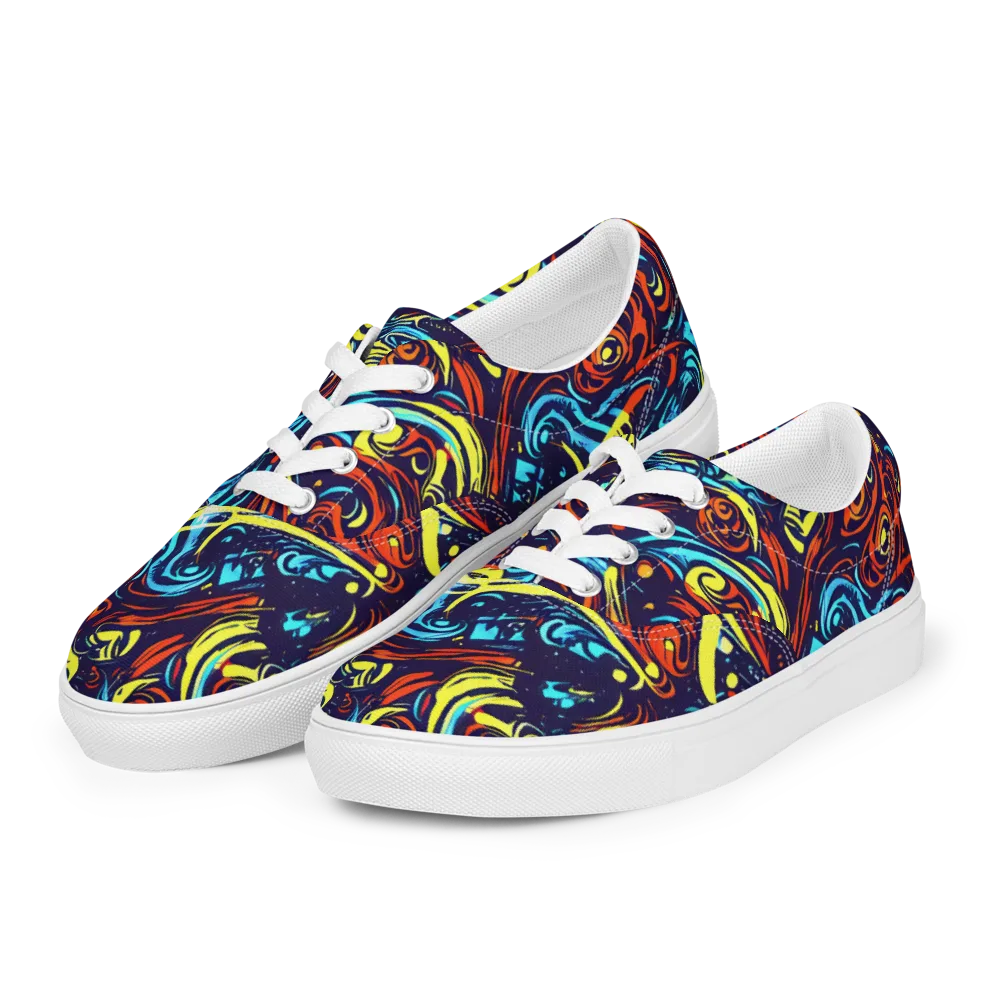 Vivid Whirlwind on Men's Lace-Up Canvas Shoes — Left Front