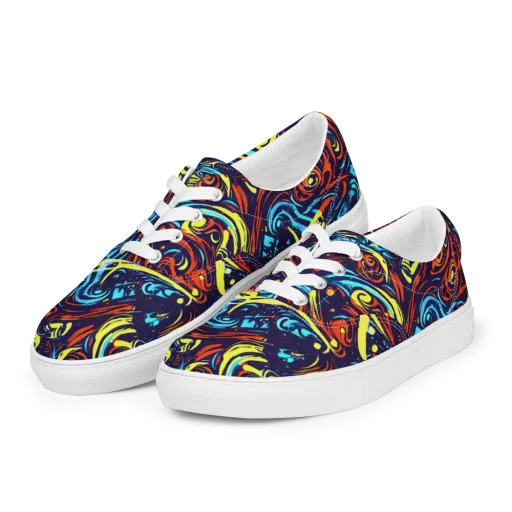 Vivid Whirlwind on a Men's Lace-Up Canvas Shoes