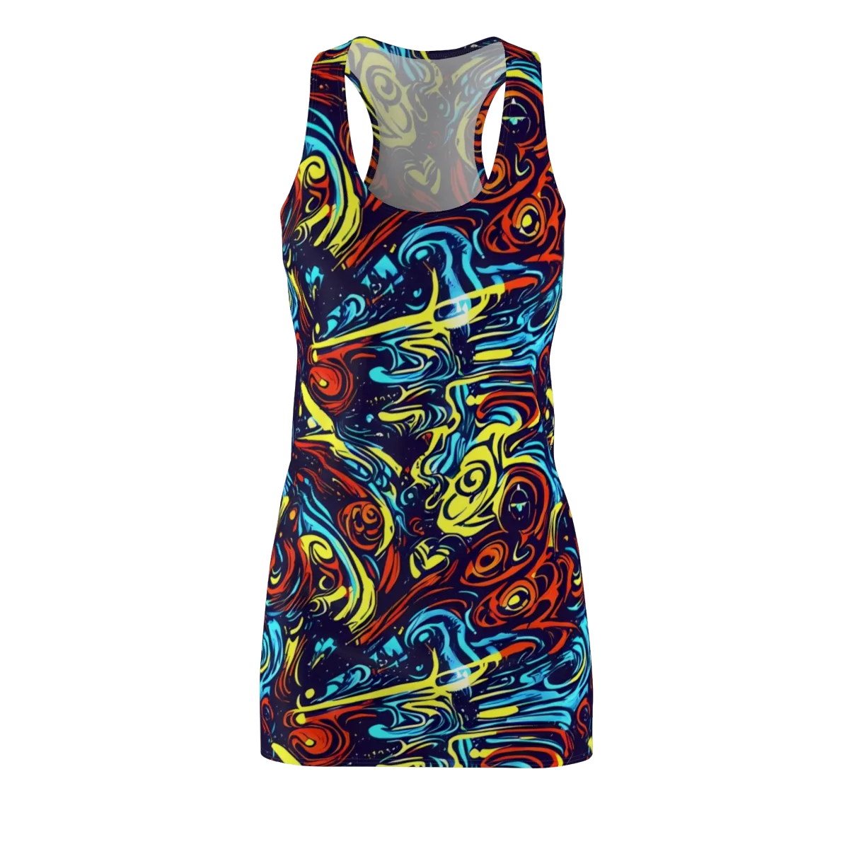 Vivid Whirlwind on Racerback Dress — Front