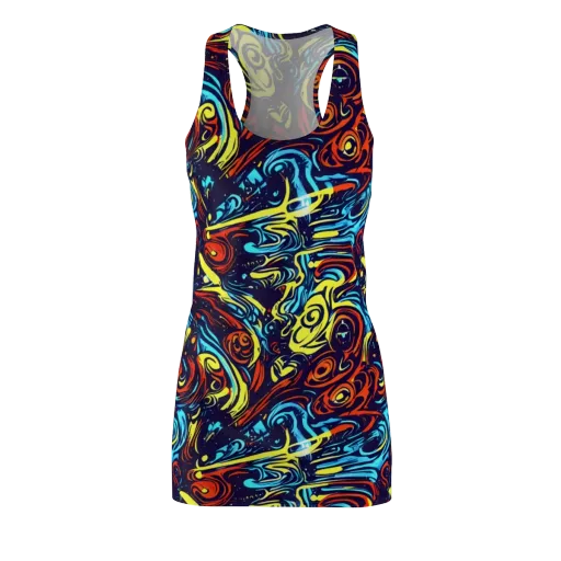 Vivid Whirlwind on a Racerback Dress