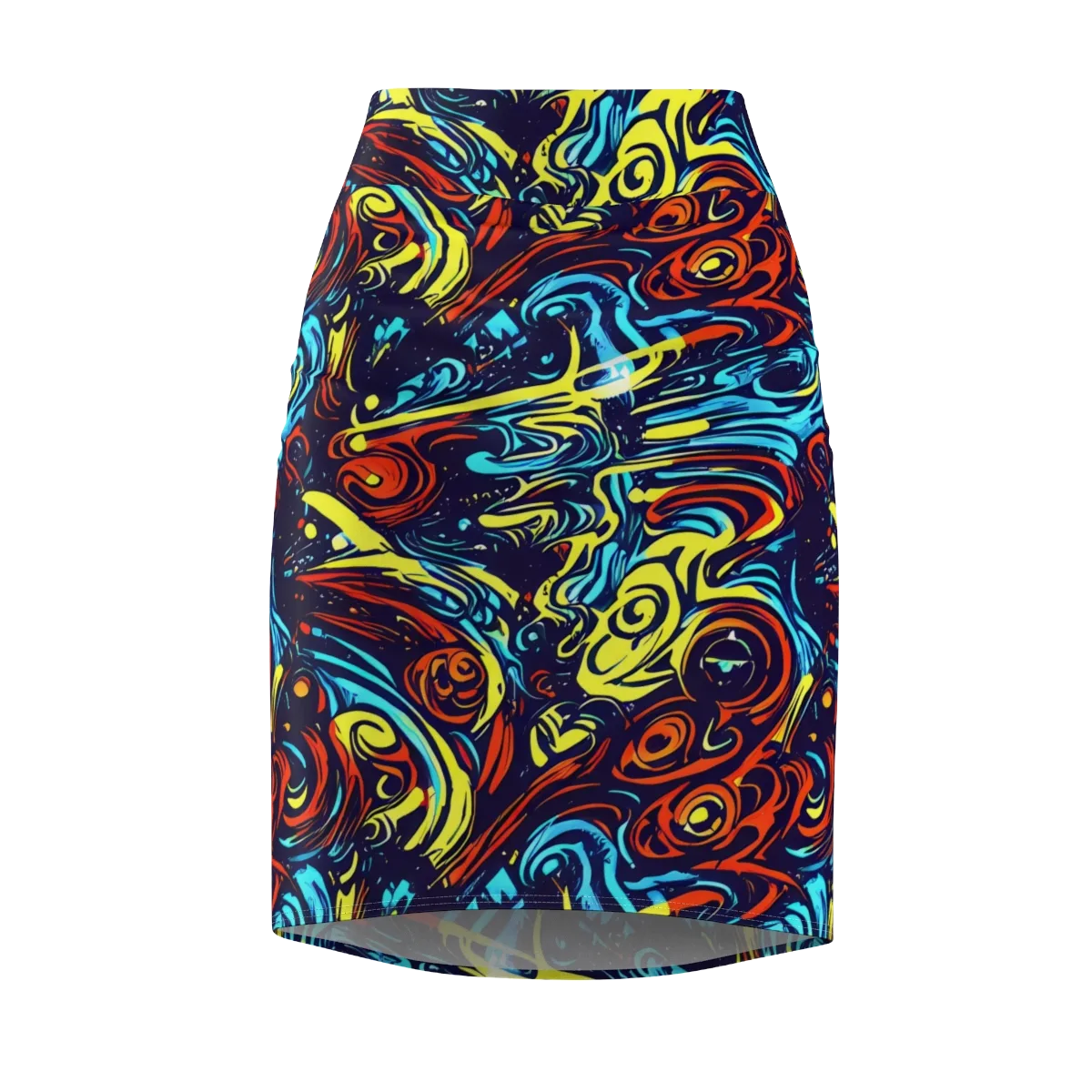 Vivid Whirlwind on Pencil Skirt — Front