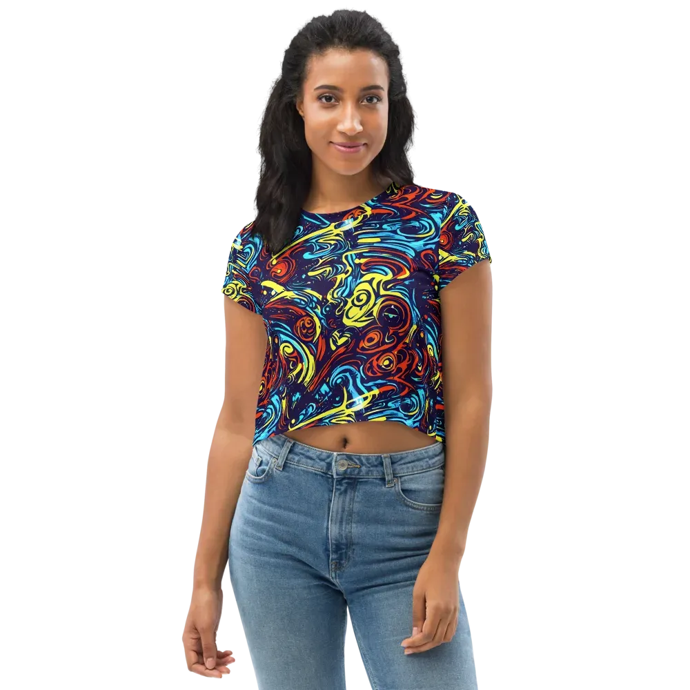 Vivid Whirlwind on Crop Tee — Front