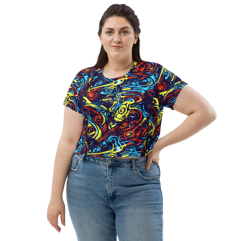 Vivid Whirlwind on Crop Tee — Front