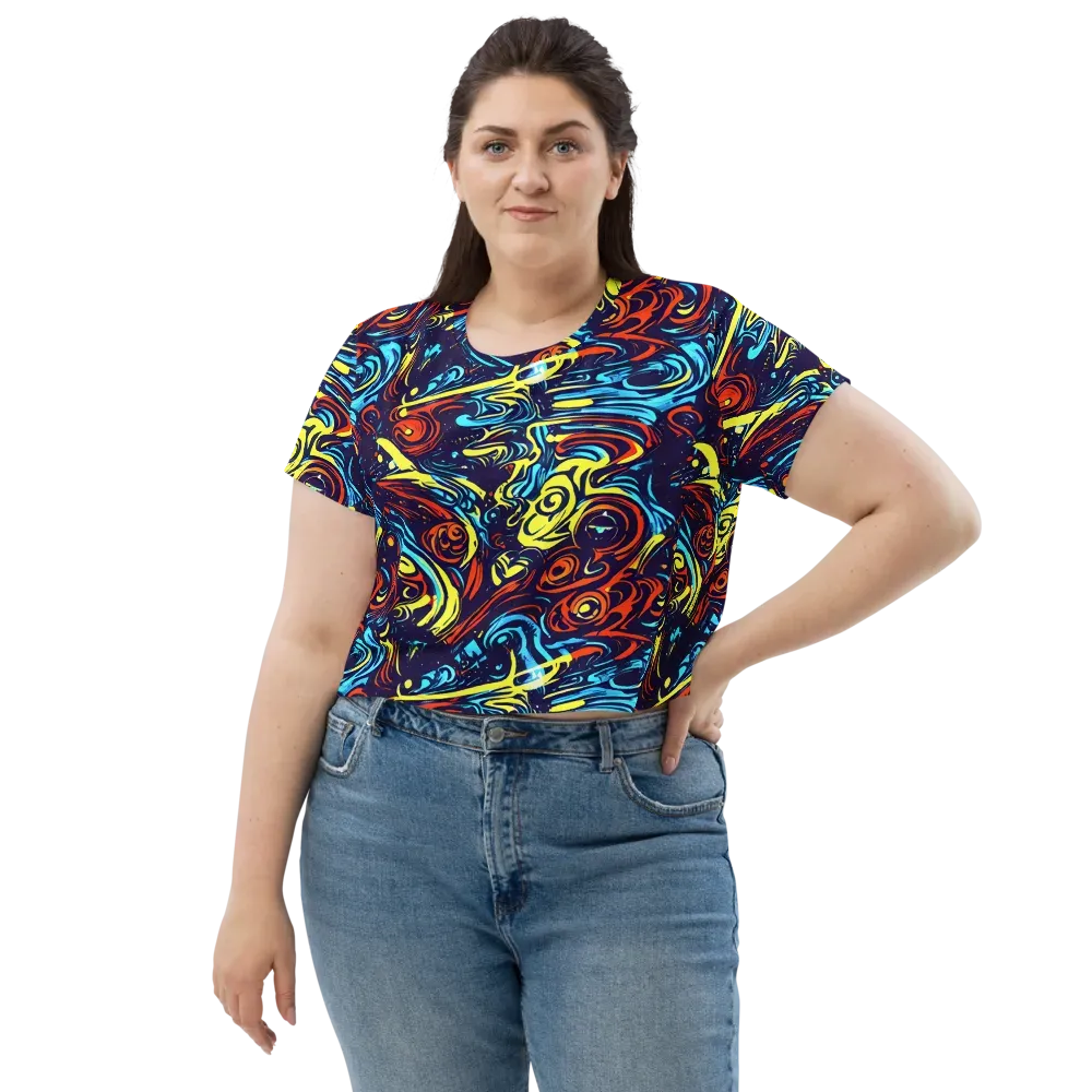 Vivid Whirlwind on Crop Tee — Front