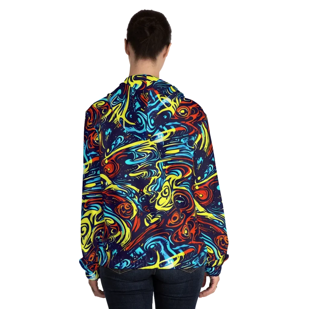 Vivid Whirlwind on Women's Full-Zip Hoodie — Back On Person