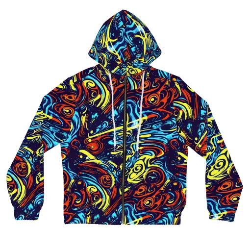 Vivid Whirlwind on a Women's Full-Zip Hoodie