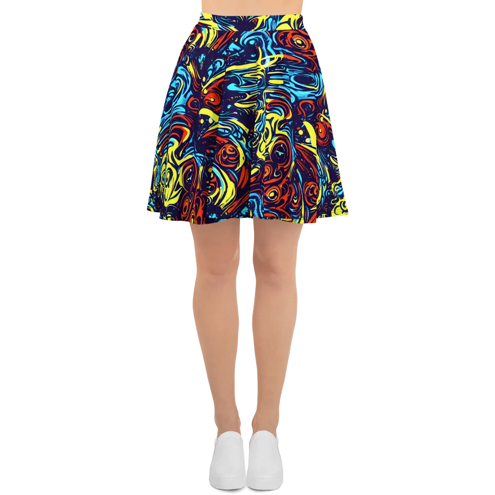 Vivid Whirlwind on Skater Skirt — Front