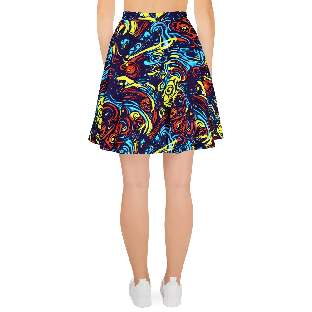 Vivid Whirlwind on Skater Skirt — Back