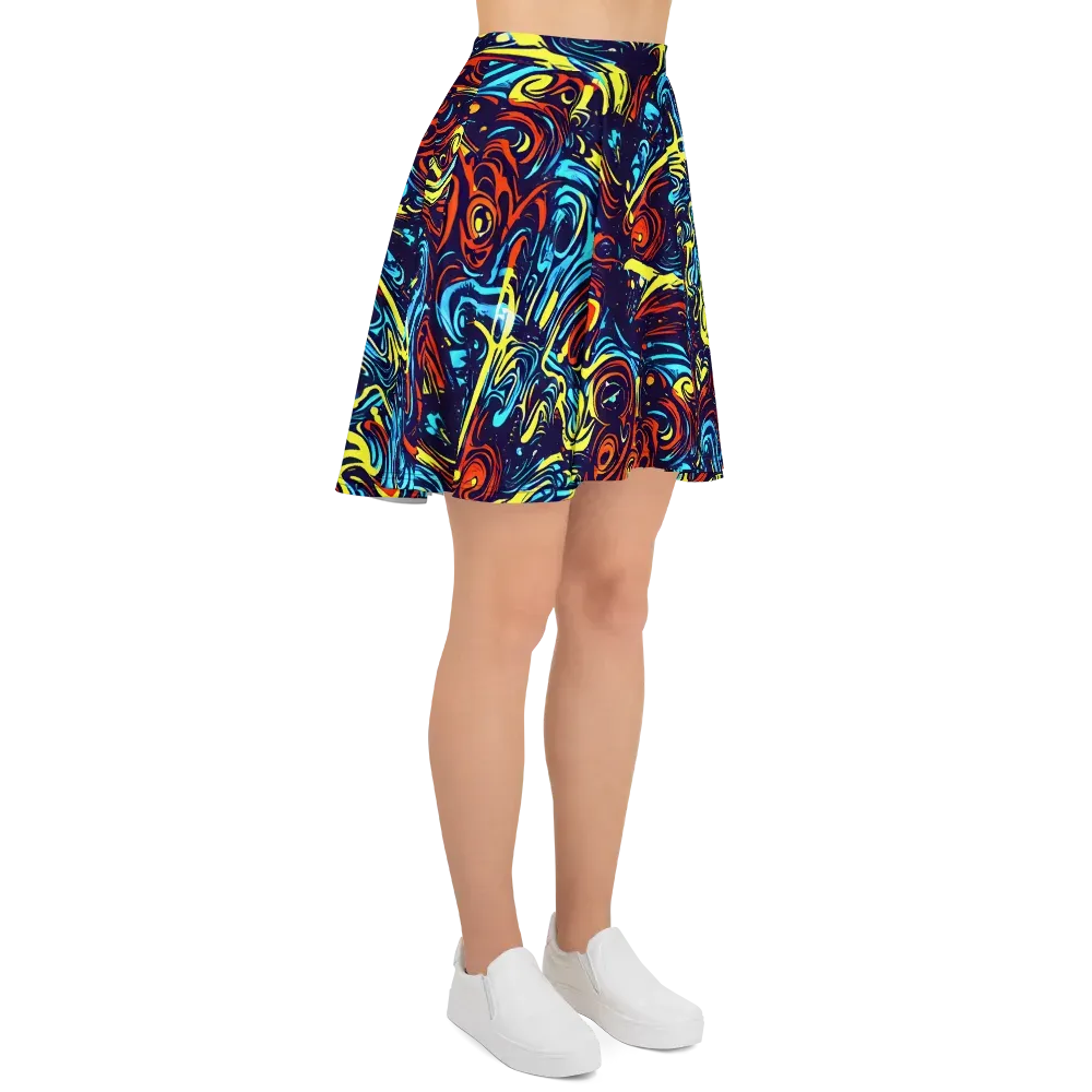 Vivid Whirlwind on Skater Skirt — Right