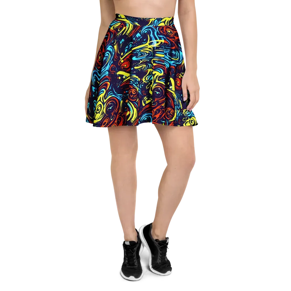 Vivid Whirlwind on Skater Skirt — Front