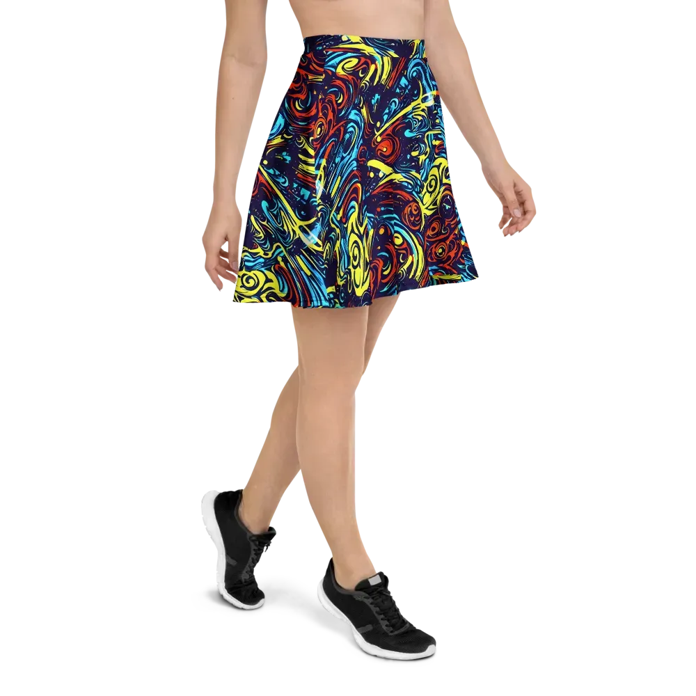 Vivid Whirlwind on Skater Skirt — Right