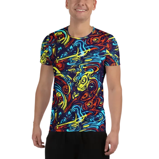 Vivid Whirlwind on a Men's Athletic T-Shirt
