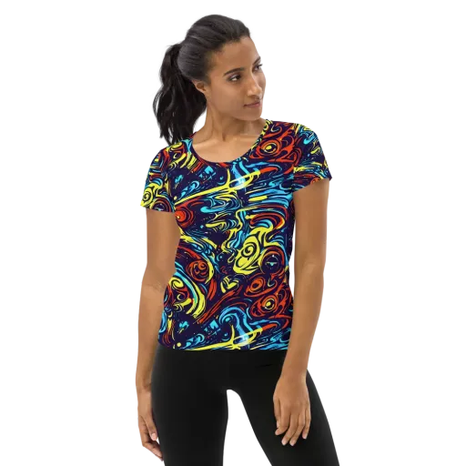 Vivid Whirlwind on a Women's Athletic T-Shirt