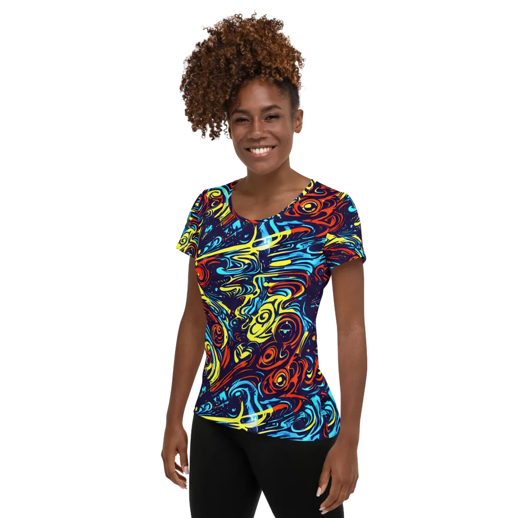 Vivid Whirlwind on Women's Athletic T-Shirt — Left