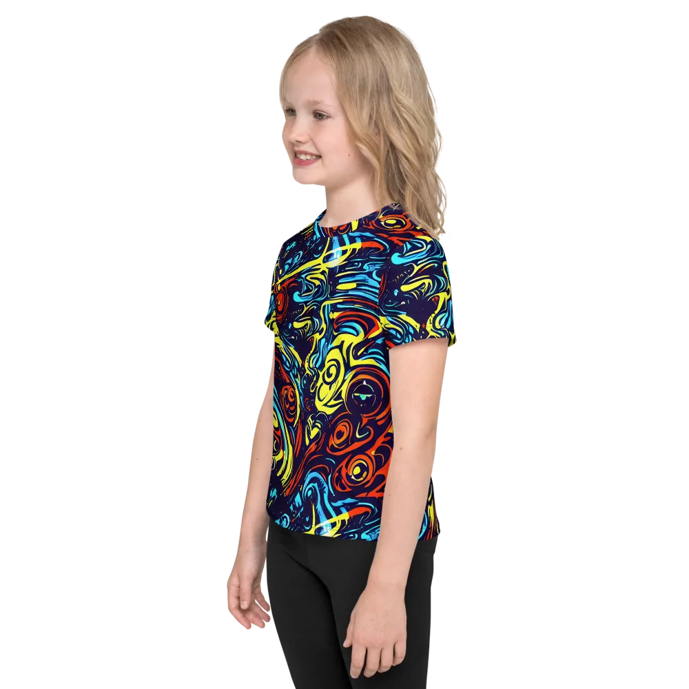 Vivid Whirlwind on Kids Crew Neck T-Shirt — Left