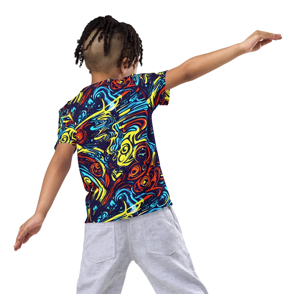 Vivid Whirlwind on Kids Crew Neck T-Shirt — Back