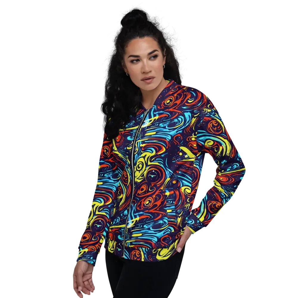 Vivid Whirlwind on Bomber Jacket — Left