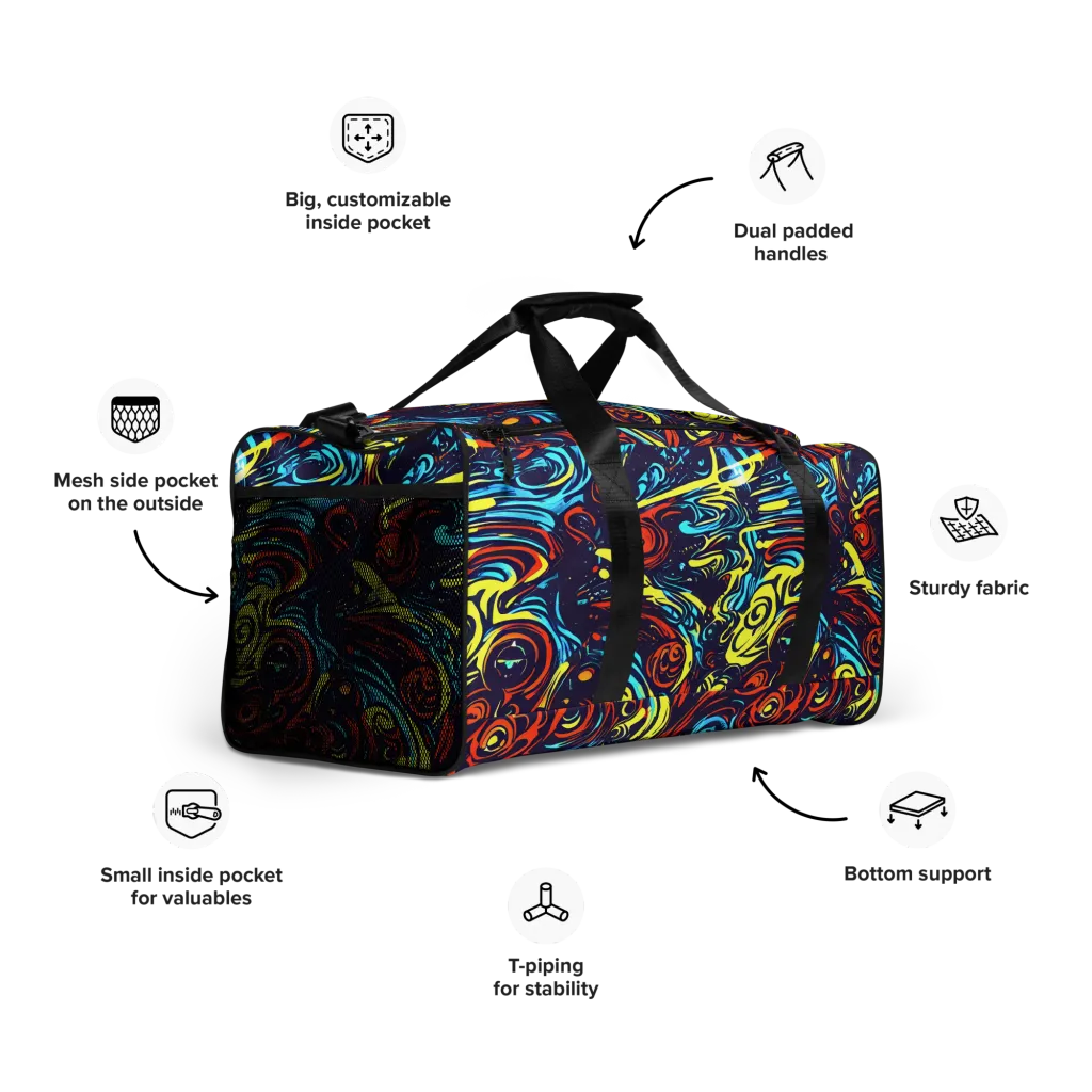 Vivid Whirlwind on Duffle Bag — Right Front