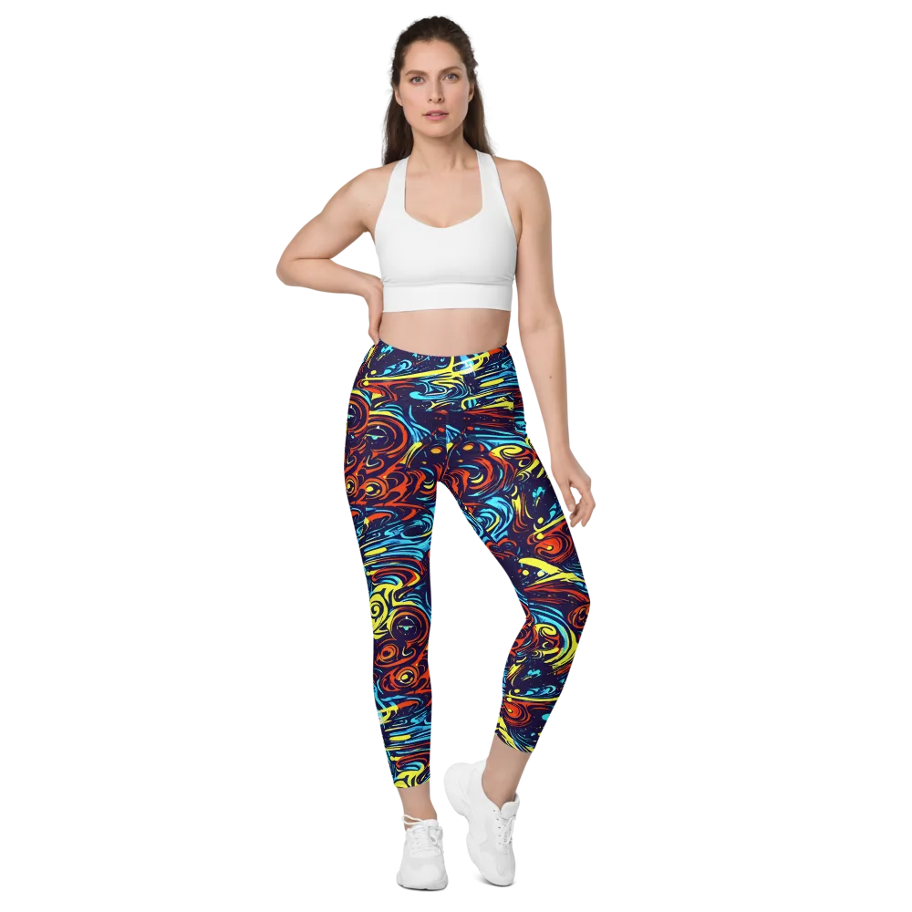 Vivid Whirlwind on Leggings with Pockets — Front