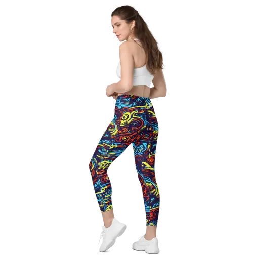 Vivid Whirlwind on a Leggings with Pockets