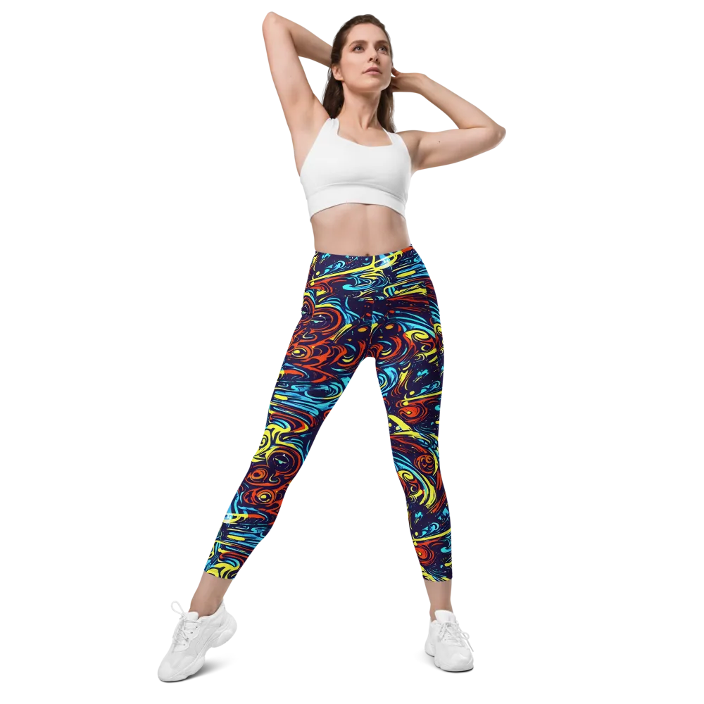 Vivid Whirlwind on Leggings with Pockets — Front