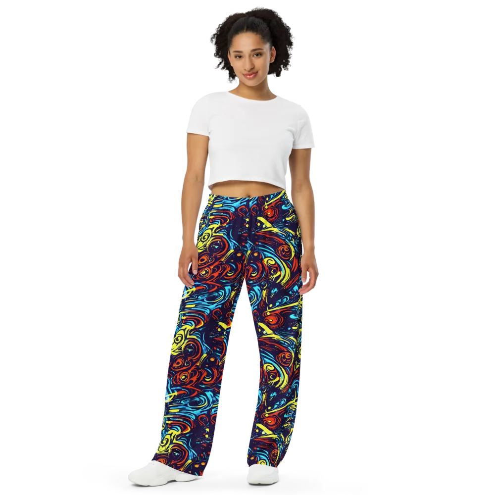 Vivid Whirlwind on Wide-Leg Pants — Front
