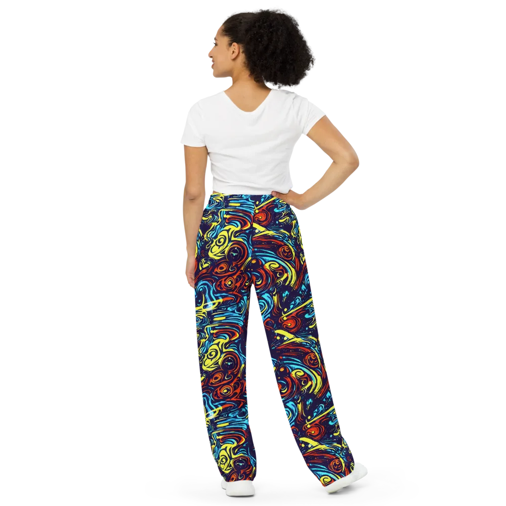 Vivid Whirlwind on Wide-Leg Pants — Back