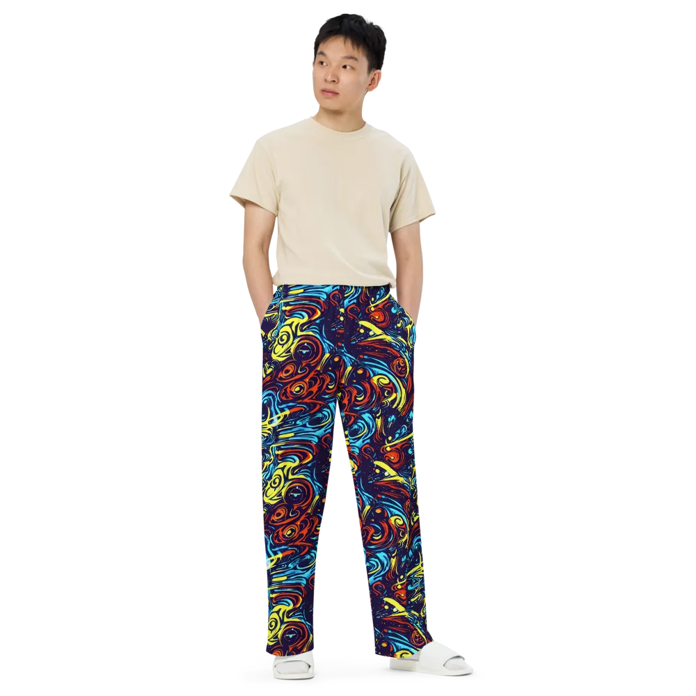 Vivid Whirlwind on Wide-Leg Pants — Front