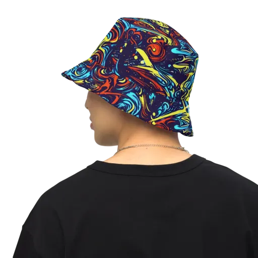 Vivid Whirlwind on a Reversible Bucket Hat
