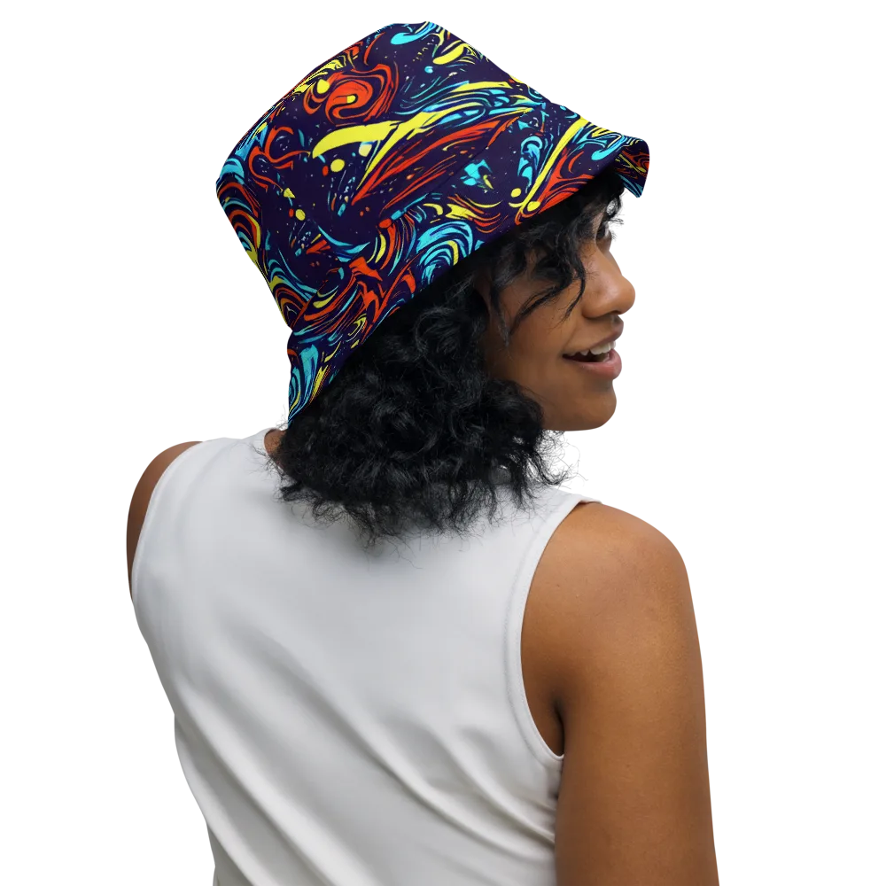 Vivid Whirlwind on Reversible Bucket Hat — Right Outside