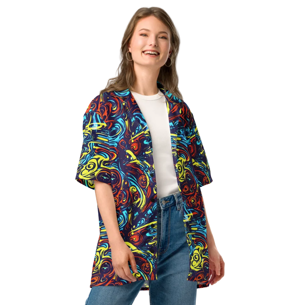 Vivid Whirlwind on Button Shirt — Front