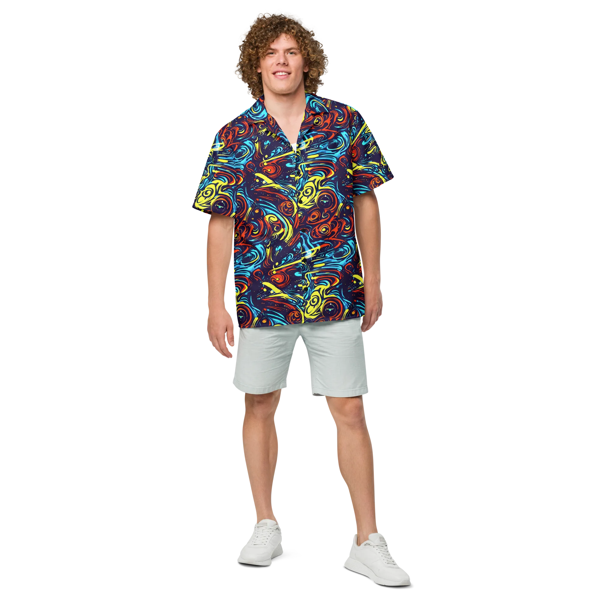 Vivid Whirlwind on Button Shirt — Front