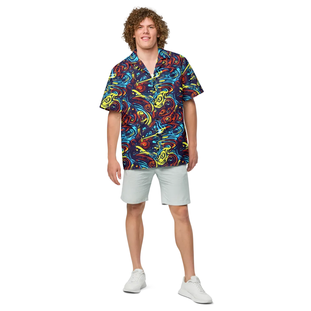 Vivid Whirlwind on Button Shirt — Front