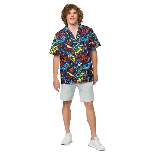 Vivid Whirlwind on a Button Shirt