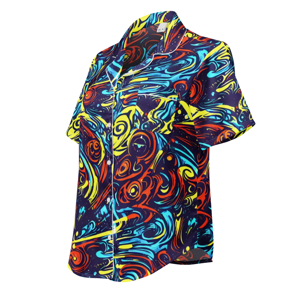 Vivid Whirlwind on Women's Short Sleeve Pajama Top — Left Front