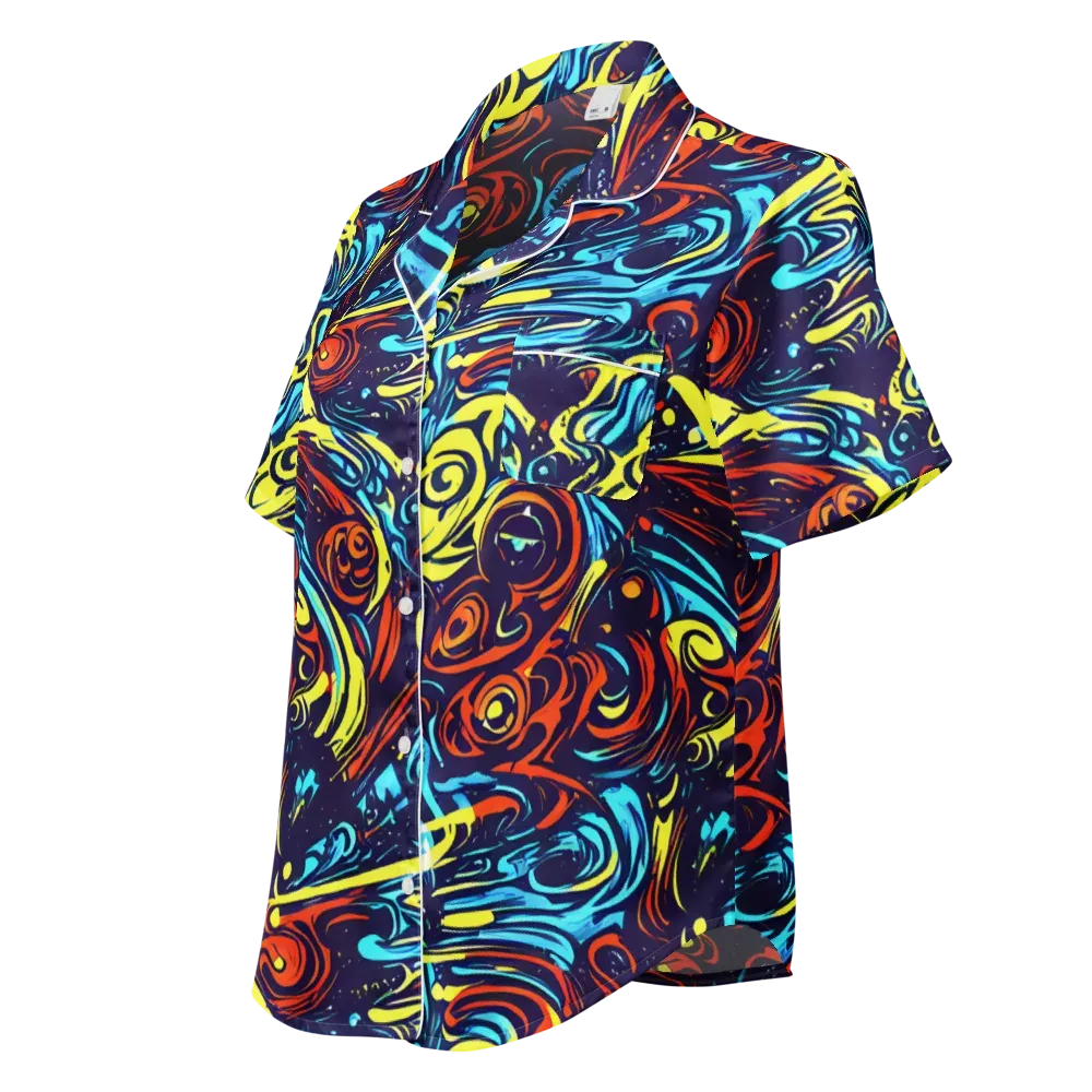 Vivid Whirlwind on Women's Short Sleeve Pajama Top — Left Front