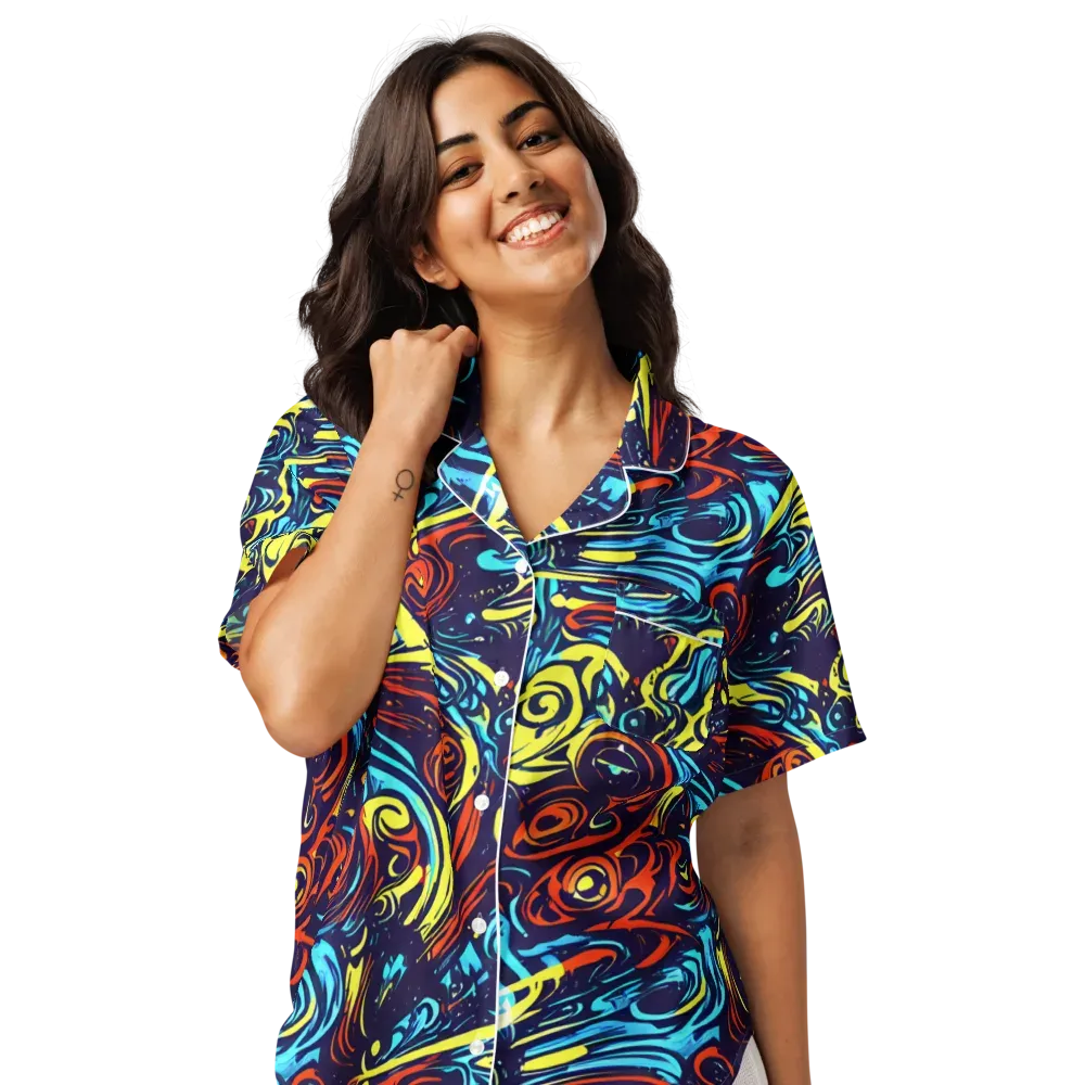Vivid Whirlwind on Women's Short Sleeve Pajama Top — Front