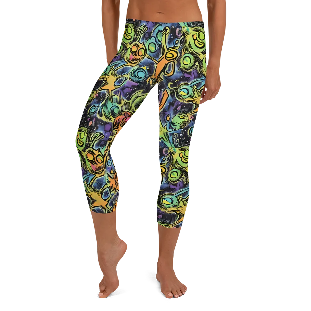 Psychedelic Relics on Capri Leggings — Front