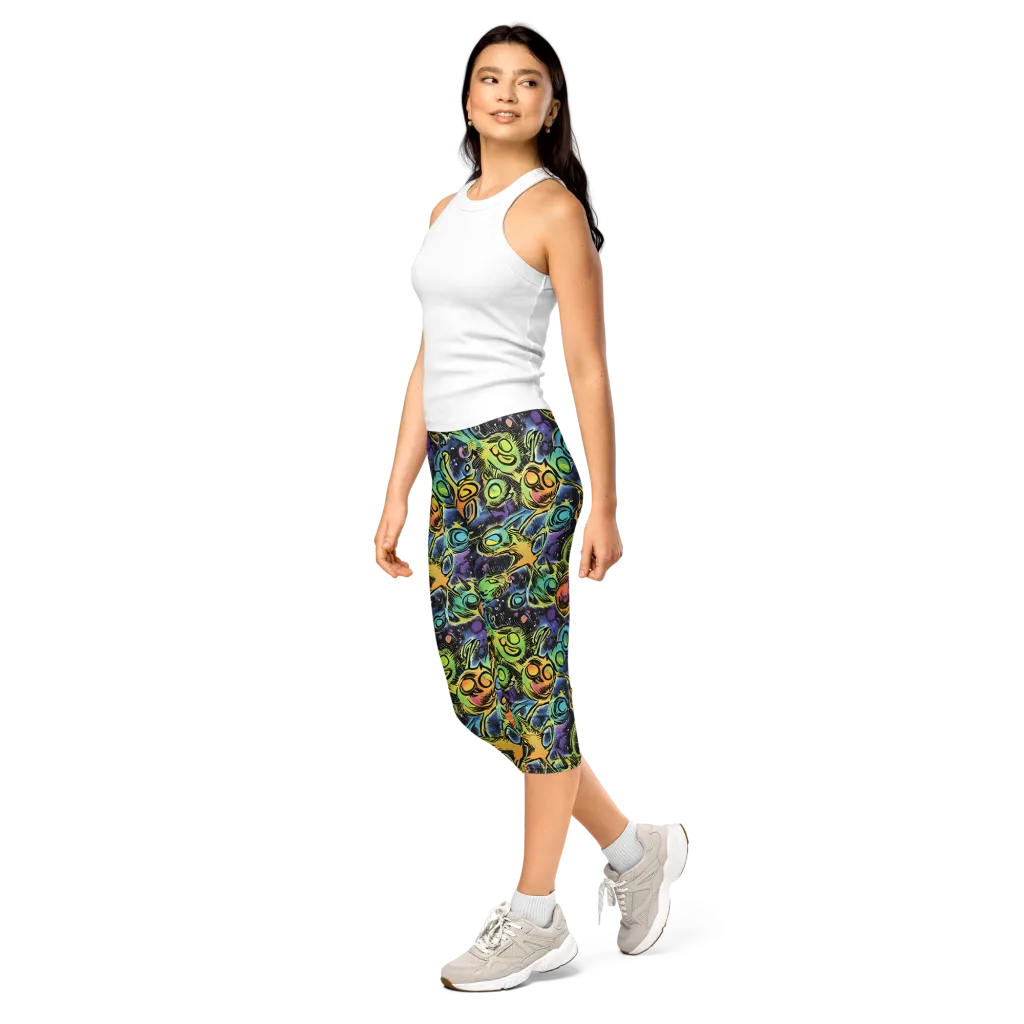 Psychedelic Relics on Capri Leggings — Left Front