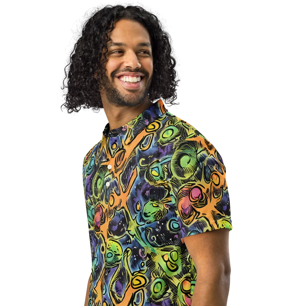 Psychedelic Relics on Men's Slim Fit Polo Shirt — Left Front