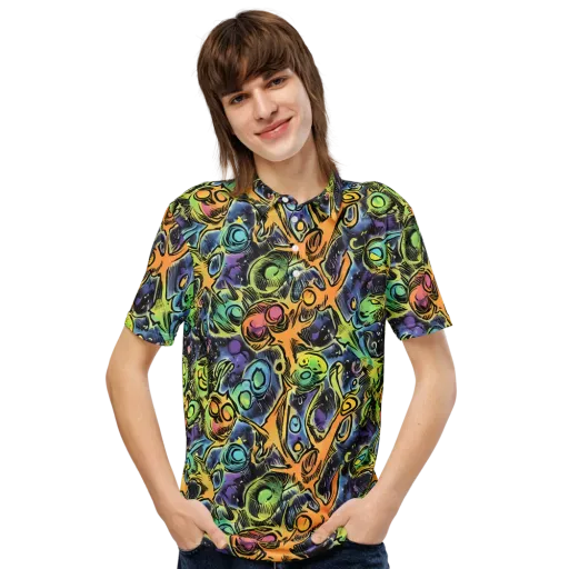 Psychedelic Relics on a Men's Slim Fit Polo Shirt
